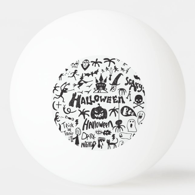 Pelota De Ping Pong Halloween Monster Doodles Fun (Anverso)