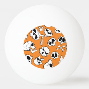 Pelota De Ping Pong Halloween Skulls Bones Doodle Pattern