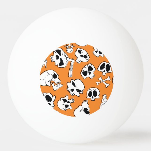 Pelota De Ping Pong Halloween Skulls Bones Doodle Pattern (Anverso)