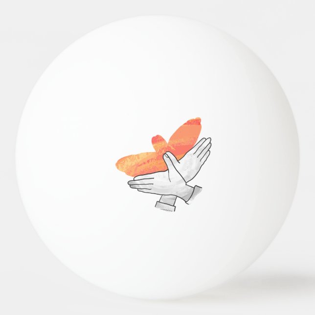 Pelota De Ping Pong Hand Silhouette Eagle Naranja (Reverso)