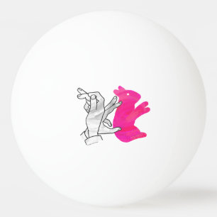 Pelota De Ping Pong Hand Silhouette Rabbit Pink