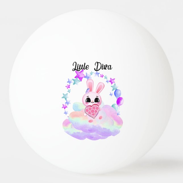 Pelota De Ping Pong  Happiness magic sweet bunny in the rainbow (Anverso)