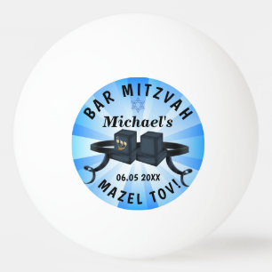 Pelota De Ping Pong Happy Bar Mitzvah 20XX Fiesta Blue Personalize
