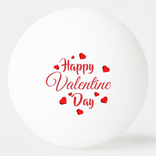 Pelota De Ping Pong Happy Valentine Day  white (Anverso)