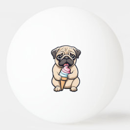 Pelota De Ping Pong Helado de pug lamiendo