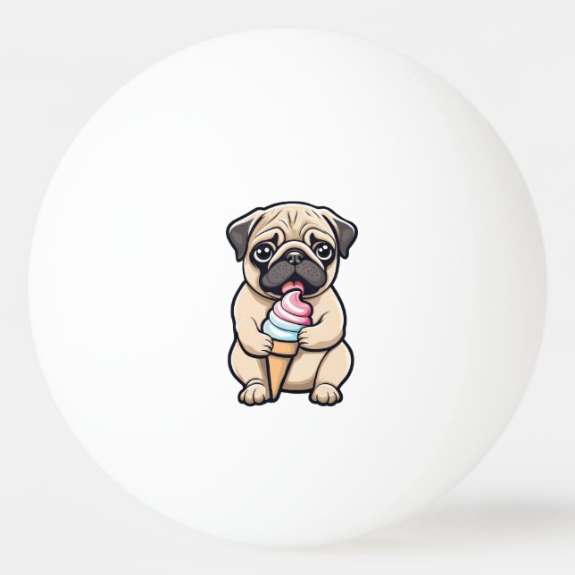 Pelota De Ping Pong Helado de pug lamiendo (Anverso)