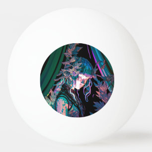 Pelota De Ping Pong Hermosa mujer colorida y plantas