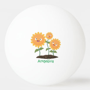 Pelota De Ping Pong Hermosos girasoles alegres sonrientes ilustracion 