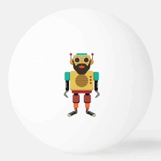 Pelota De Ping Pong Hipster Retro Robot (Anverso)