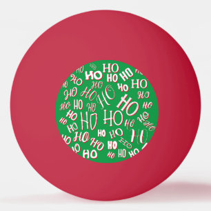 Pelota De Ping Pong HO HO HO patrón de texto de Navidad blanco verde r
