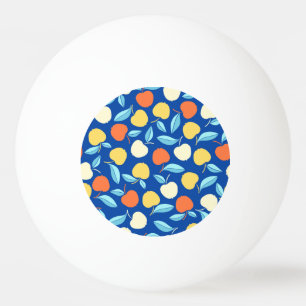 Pelota De Ping Pong Hojas de manzanas, fondo azul, patrón sin costuras