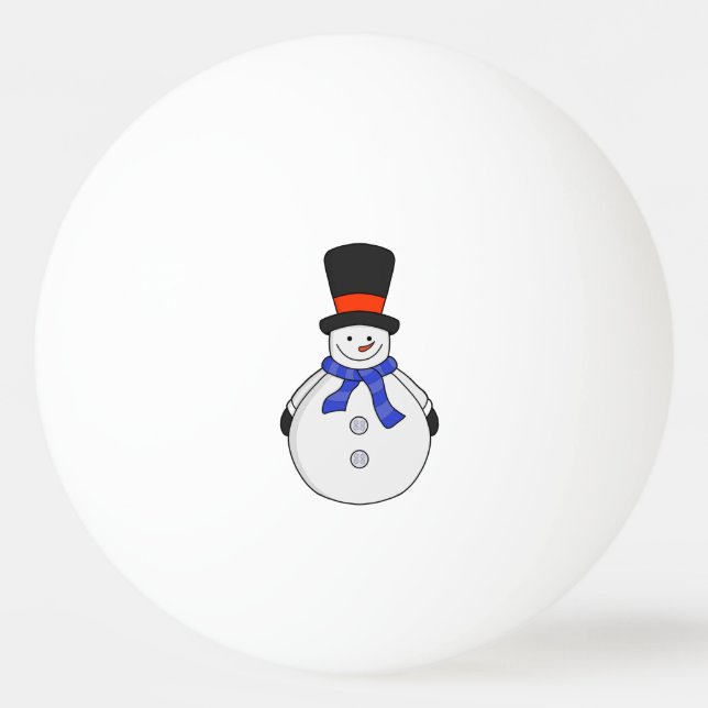 Pelota De Ping Pong Hombre de nieve con sombrero superior (Anverso)