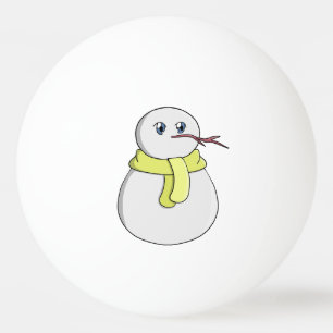 Pelota De Ping Pong Hombre de nieve usando una bufanda amarilla