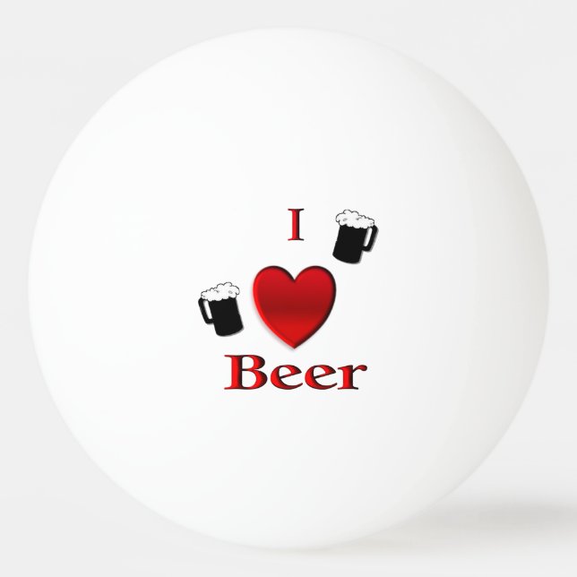 Pelota De Ping Pong I Heart Beer Design (Anverso)