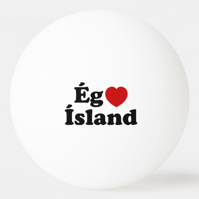 Pelota De Ping Pong I Heart (Love) Islandia [Ég Elska Ísland] Islandés (Anverso)