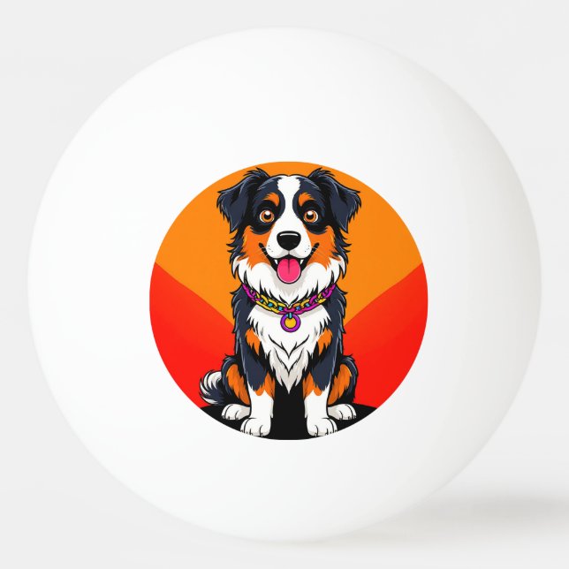 Pelota De Ping Pong Ilustracion alegre de perro caricaturista (Anverso)