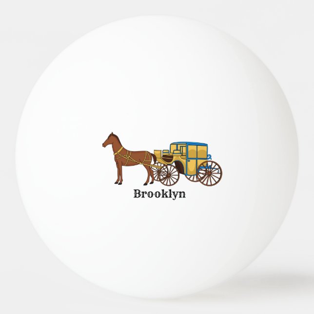 Pelota De Ping Pong Ilustracion de caballos y carruajes reales (Anverso)