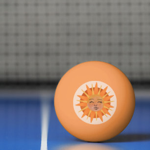 Pelota De Ping Pong Ilustracion de color de agua Naranja de Sun Face