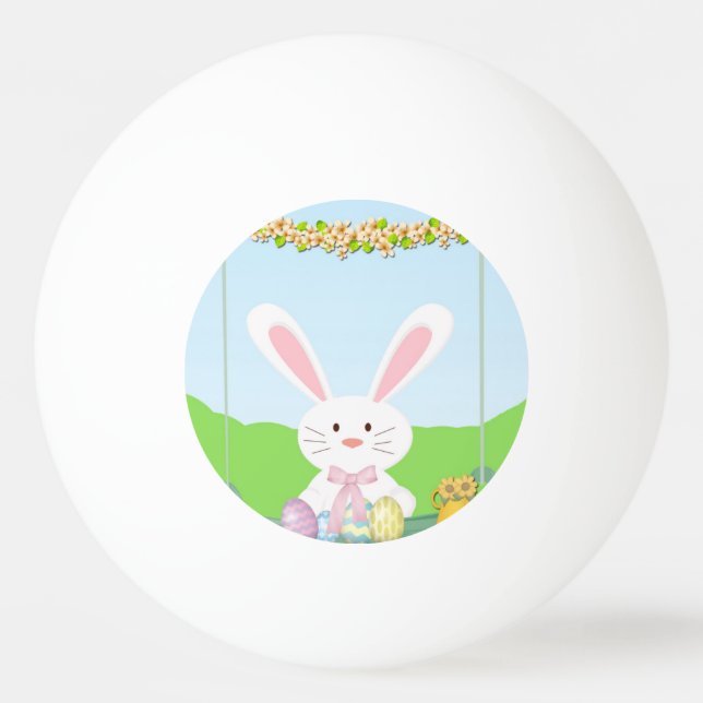Pelota De Ping Pong Ilustracion de conejo de Pascua (Anverso)