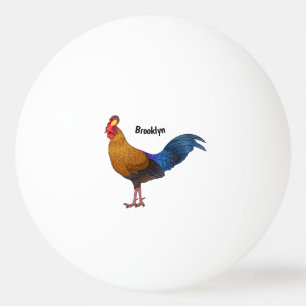 Pelota De Ping Pong ilustración de dibujos animados de ave gallo de la