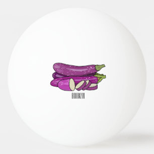Pelota De Ping Pong Ilustración de dibujos animados de berenjena