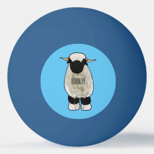Pelota De Ping Pong Ilustración de dibujos animados de oveja Valais Bl