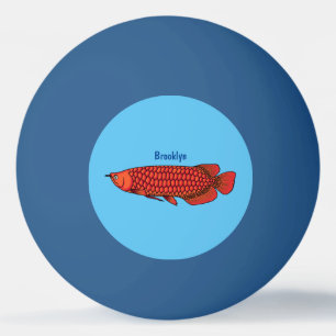 Pelota De Ping Pong Ilustración de dibujos animados de pez Arowana roj
