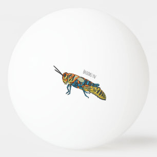 Pelota De Ping Pong Ilustración de dibujos animados de saltamontes de
