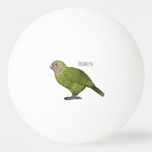 Pelota De Ping Pong ilustración de dibujos animados del pájaro Kakapo 