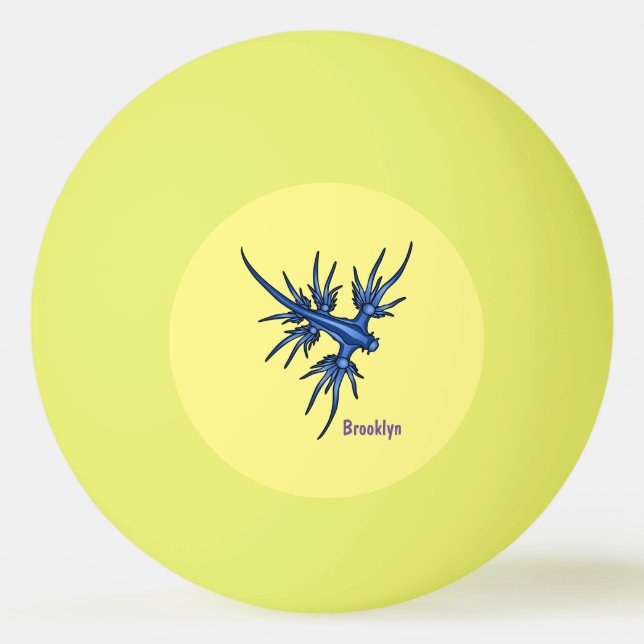 Pelota De Ping Pong Ilustracion de dragón azul (Anverso)