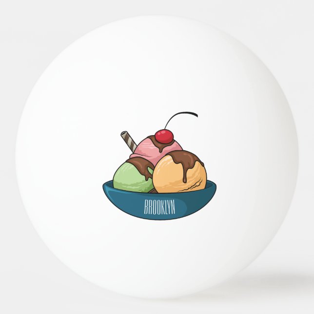 Pelota De Ping Pong Ilustracion de helado personalizado (Anverso)