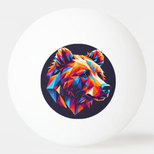 Pelota De Ping Pong Ilustración de oso geométrico con colores vibrante