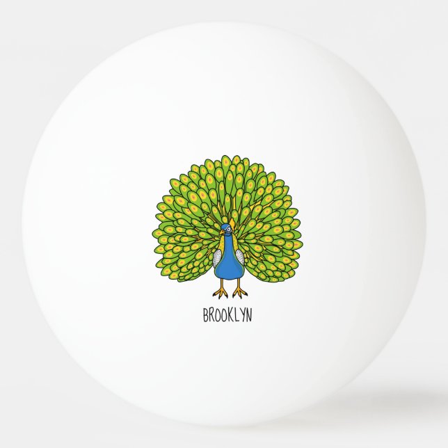 Pelota De Ping Pong Ilustracion de pájaro pavo real (Anverso)