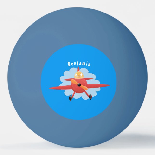 Pelota De Ping Pong Ilustracion de personalizado de avión rojo que vue (Anverso)