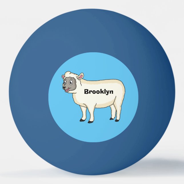 Pelota De Ping Pong Ilustracion de personalizado de ovejas alegres (Anverso)