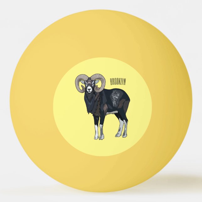 Pelota De Ping Pong Ilustracion de personalizado de ovino Mouflon (Anverso)