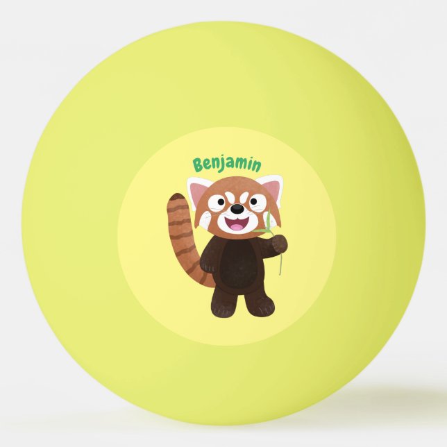Pelota De Ping Pong Ilustracion de personalizado de panda rojo (Anverso)