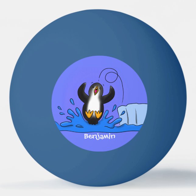 Pelota De Ping Pong Ilustracion de personalizado de pingüino puenteado (Anverso)