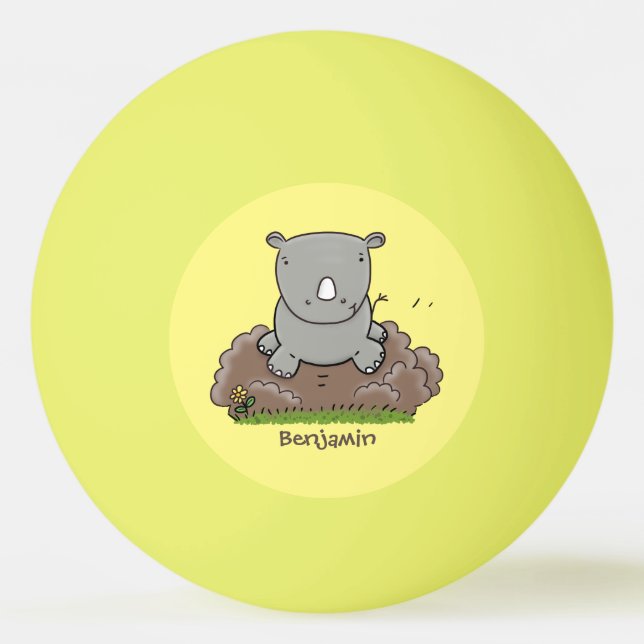 Pelota De Ping Pong Ilustracion de personalizado de rinocerontes (Anverso)