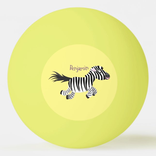 Pelota De Ping Pong Ilustracion de personalizado de zebra graciosa (Anverso)