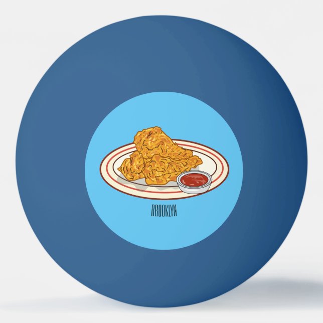 Pelota De Ping Pong Ilustracion de pollo frito personalizado (Anverso)
