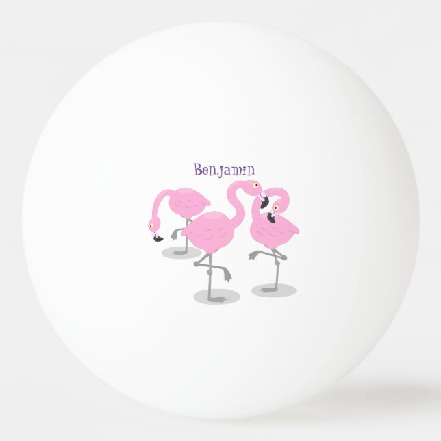 Pelota De Ping Pong Ilustracion de trío de flamingo rosado (Anverso)