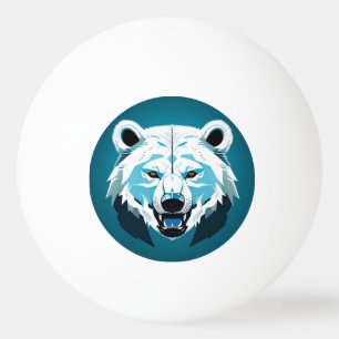 Pelota De Ping Pong Ilustración Geométrica de Oso Polar Feroz