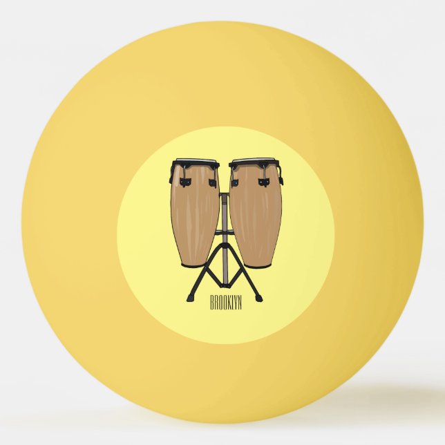 Pelota De Ping Pong Ilustracion personalizado Bongo drum (Anverso)