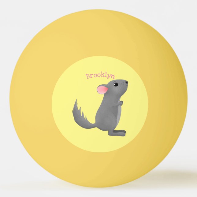 Pelota De Ping Pong Ilustracion personalizado chinchilla gris suave (Anverso)