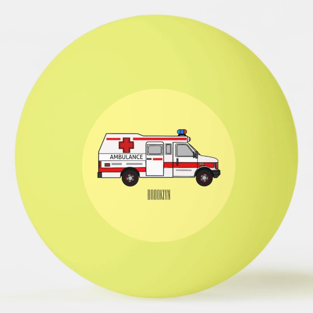 Pelota De Ping Pong Ilustracion personalizado de ambulancia (Anverso)