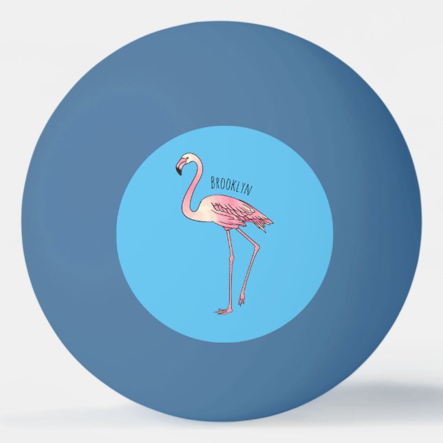Pelota De Ping Pong Ilustracion personalizado de aves de Flamingo (Anverso)