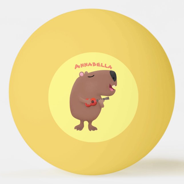 Pelota De Ping Pong Ilustracion personalizado de capybara ukulele cant (Anverso)