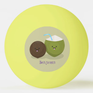 Pelota De Ping Pong Ilustracion personalizado de cocos kawaii alegres