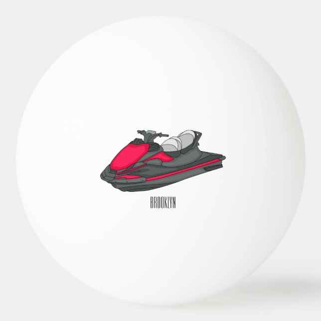 Pelota De Ping Pong Ilustracion personalizado de moto acuática (Anverso)
